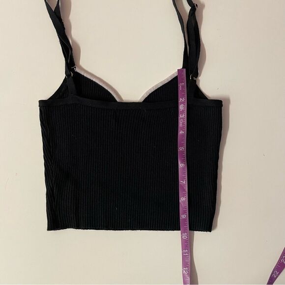 Say What Black Ribbed White Trim Crop Top - Picture 8 of 11
